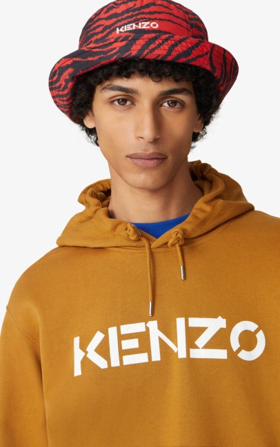 Kenzo Men Kenzo Logo Hoodie Dark Beige